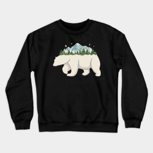 Polar bear mountain tree snow Crewneck Sweatshirt